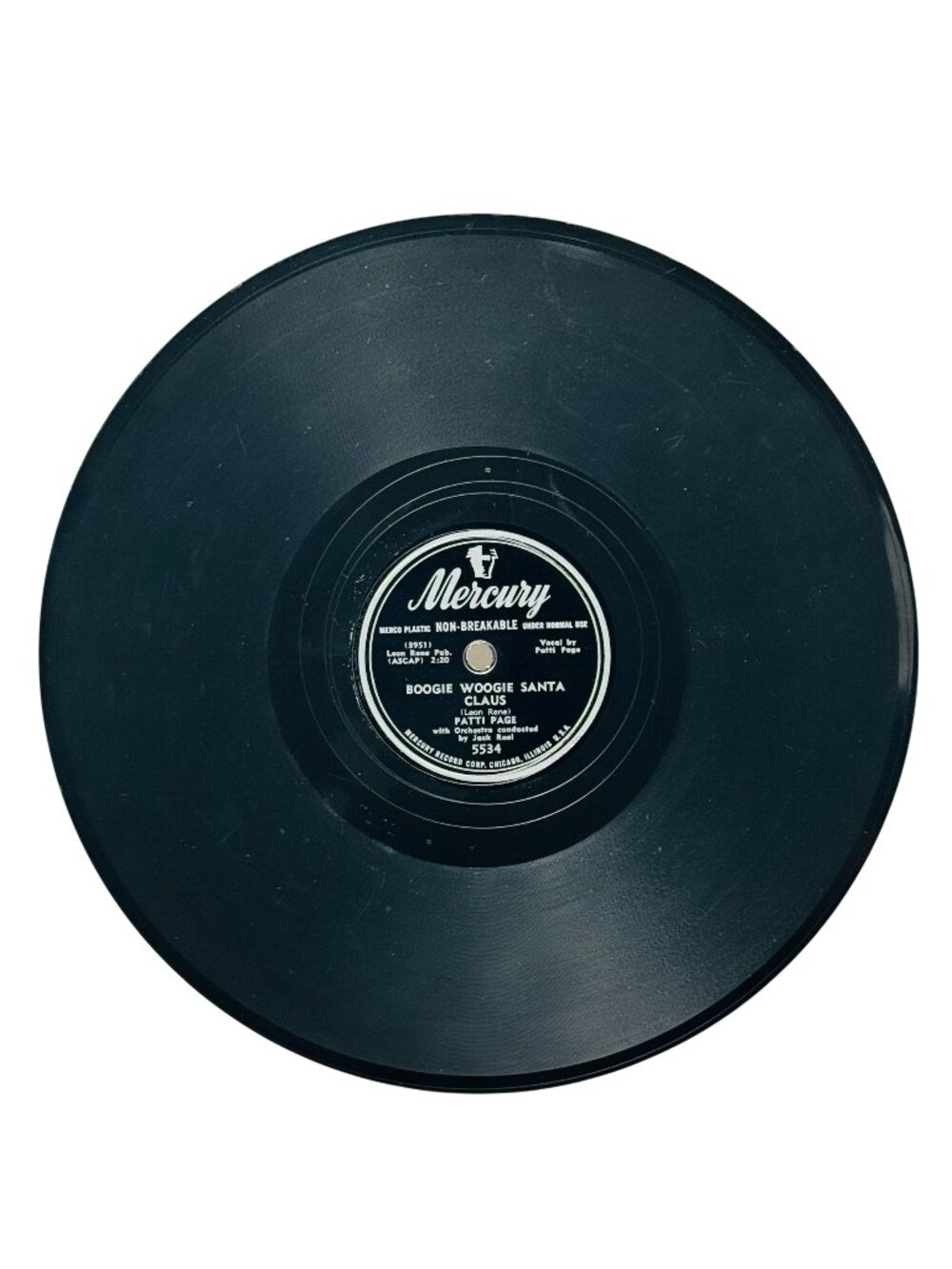 Patti Page Boogie Woogie Santa Claus 10 Inch Shellac 78 RPM Mercury 5534 VG+